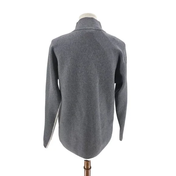 Alison Sheri Womens Colorblock Turtleneck Sweater S Gray & White Viscose Blend - Picture 3 of 15